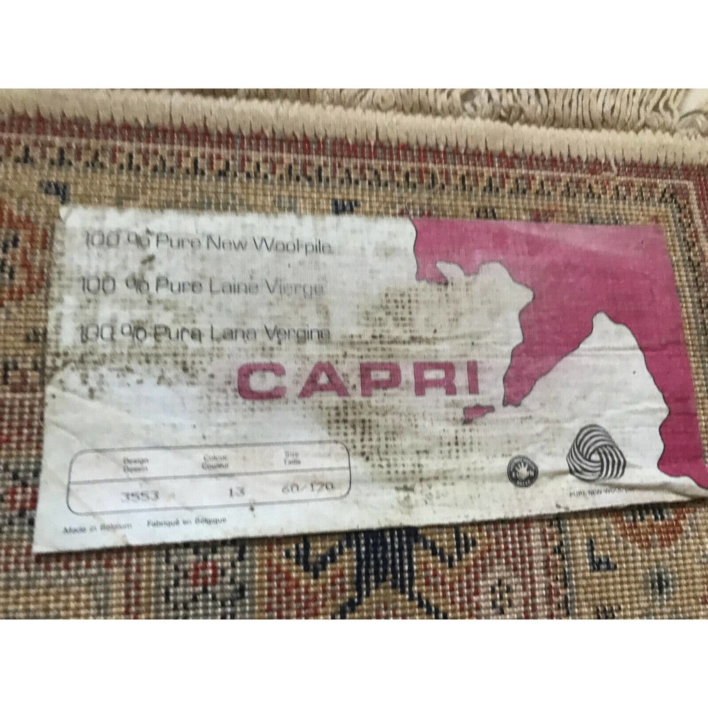 Vintage Belgium Capri Wool Throw Rug - R60 - Picture 6 of 8